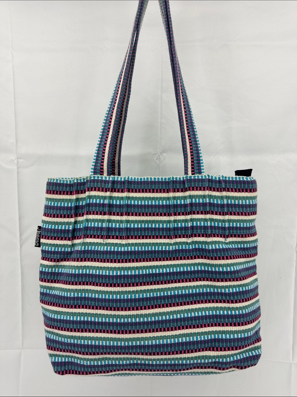 Seema Rupaidiha Handmade Multi-colored Striped Woven Medium Tote Bag